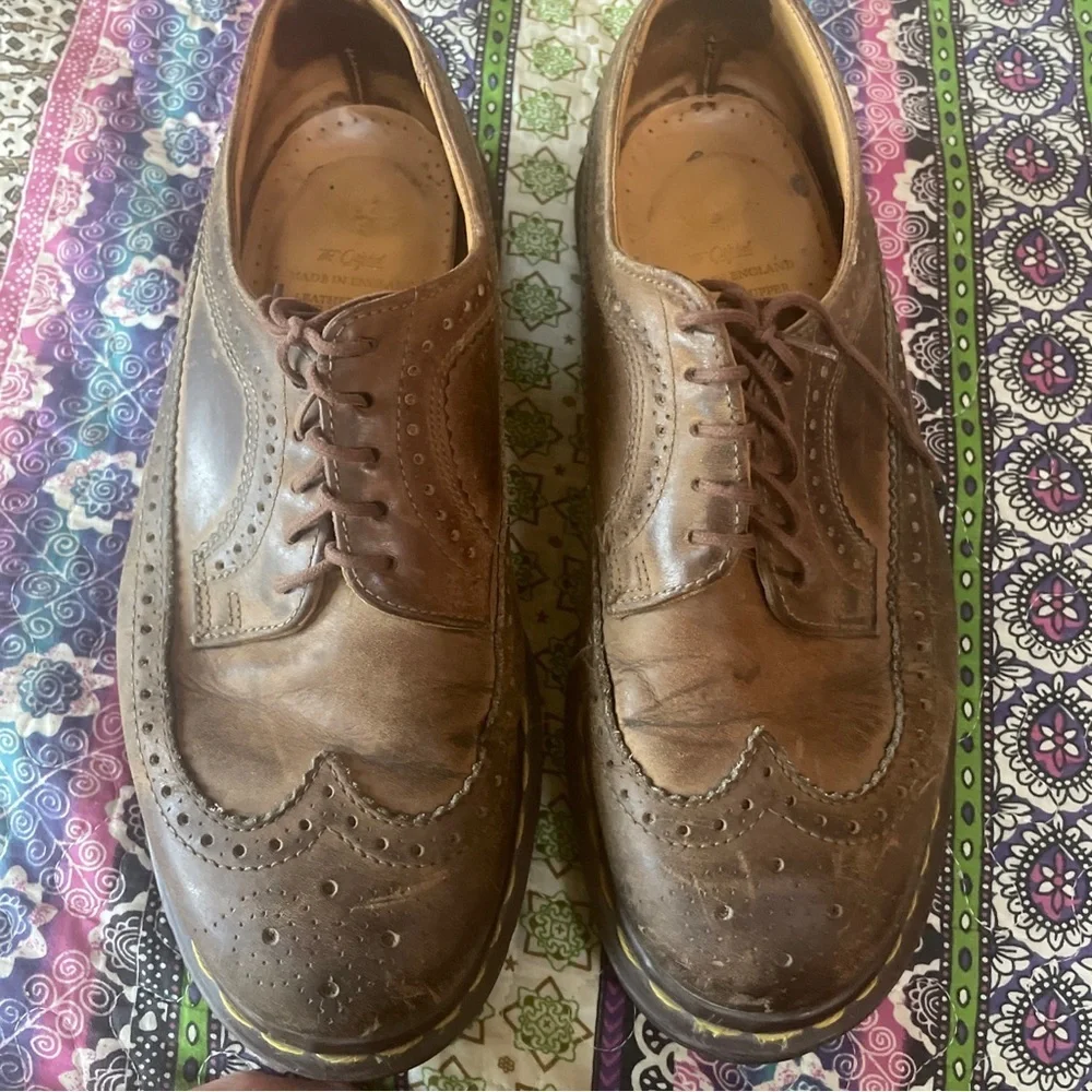 Vintage Dr Doc Martens The Original Brown Leather Wing Tip MADE IN ENGLAND 8 9 - Picture 2 of 9